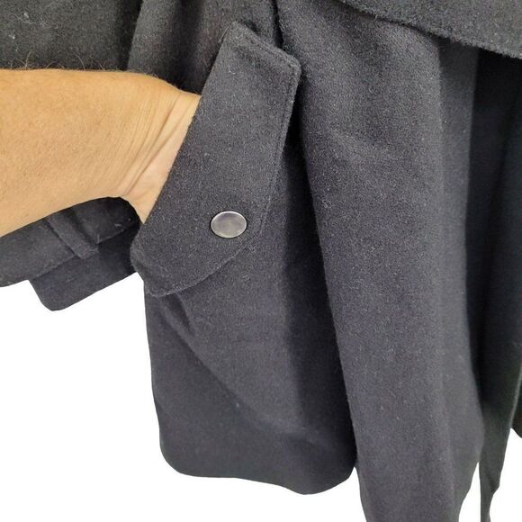 ASOS Curve Peacoat Wool Feminine Military Belted Long Black 16 Trenchcore - Picture 10 of 17